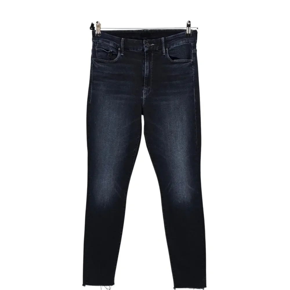 Mother Last Call Dark Wash High Waisted Looker Ankle Fray Skinny Jeans Size 30
